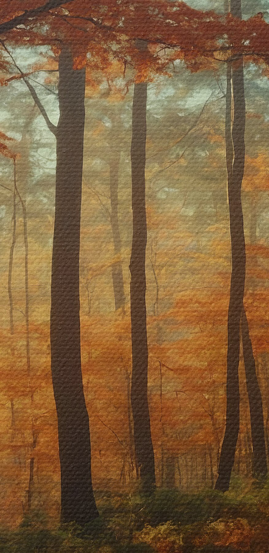 Pfad durch einen Wald mit orangefarbenen Blättern