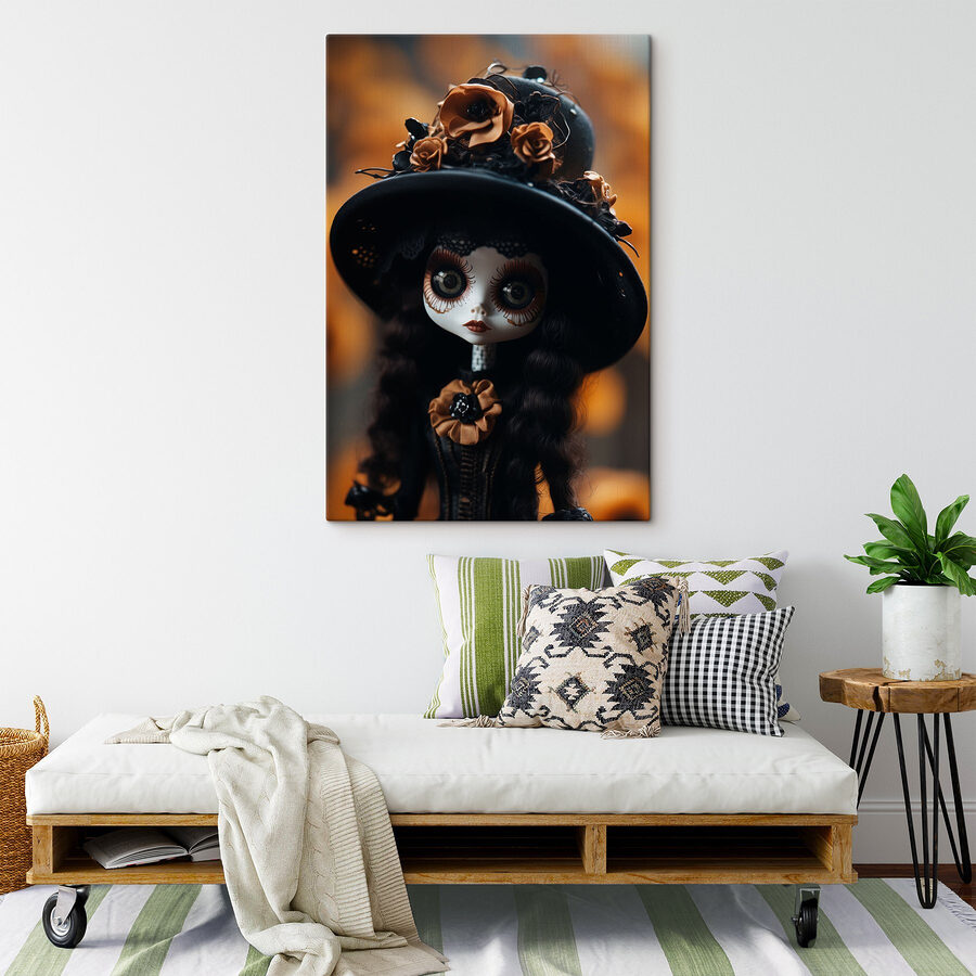 Puppe mit Hut und Blumen