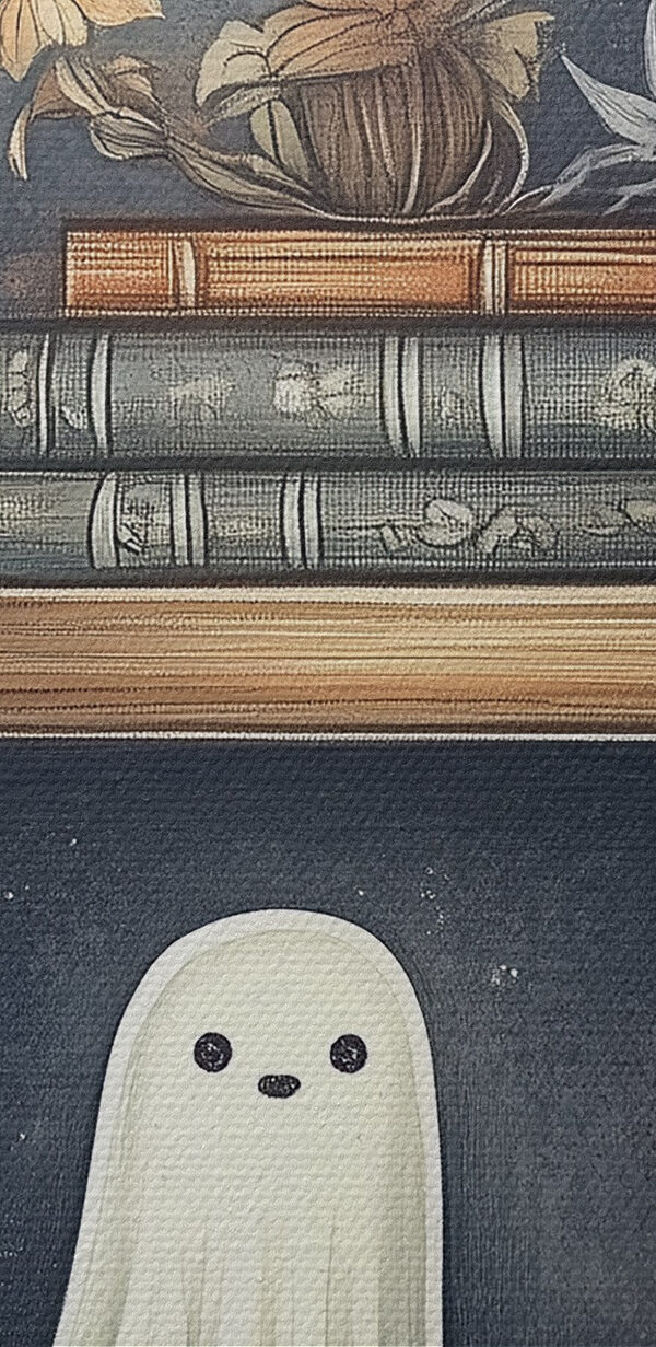 Bücherregal mit Gespenstern und Büchern Bücherregal mit Gespenstern und Büchern