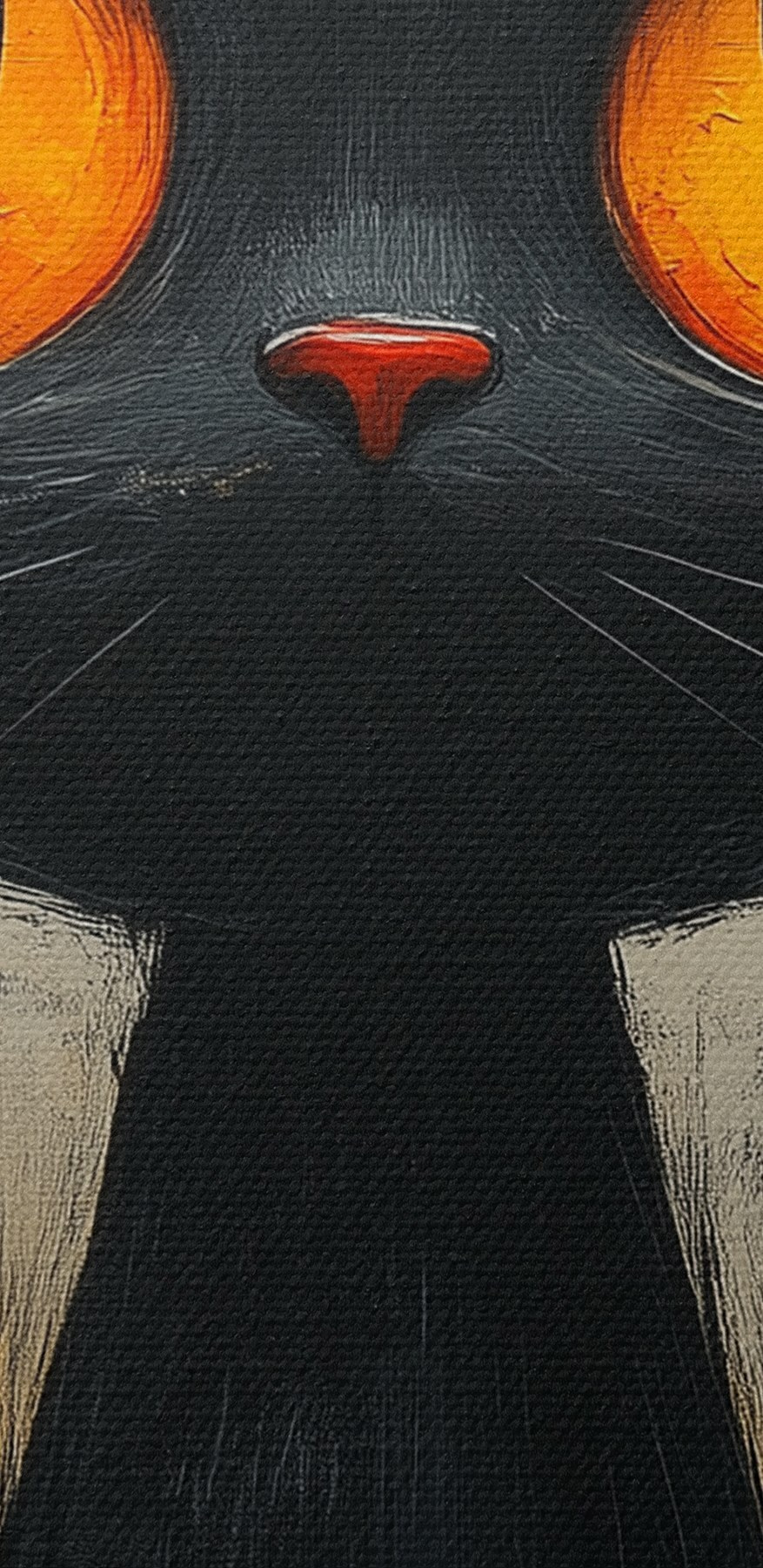 Schwarze Katze mit orangefarbenen Augen