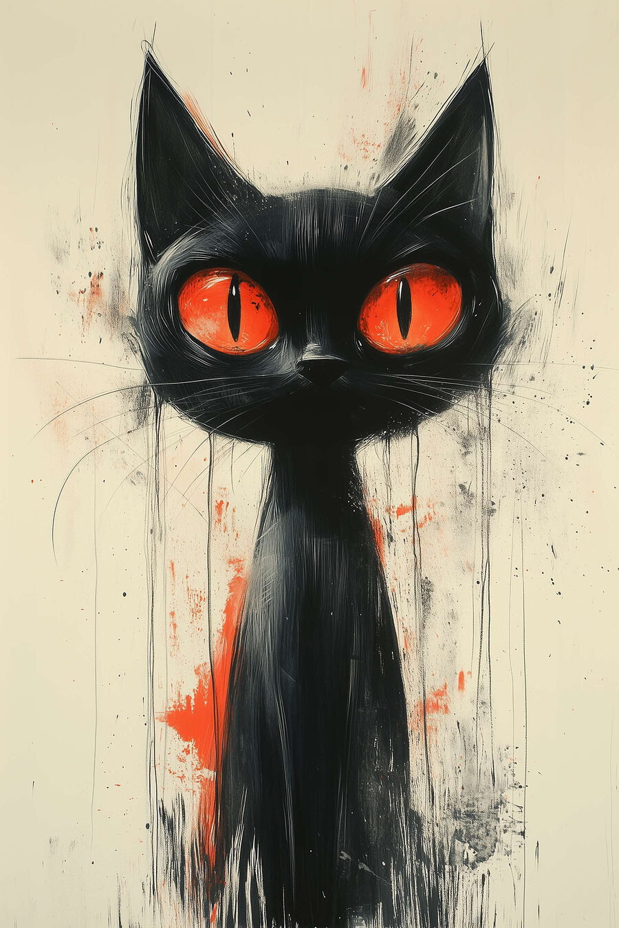 Schwarze Katze mit roten Augen