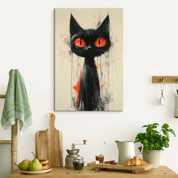 Schwarze Katze mit roten Augen Schwarze Katze mit roten Augen