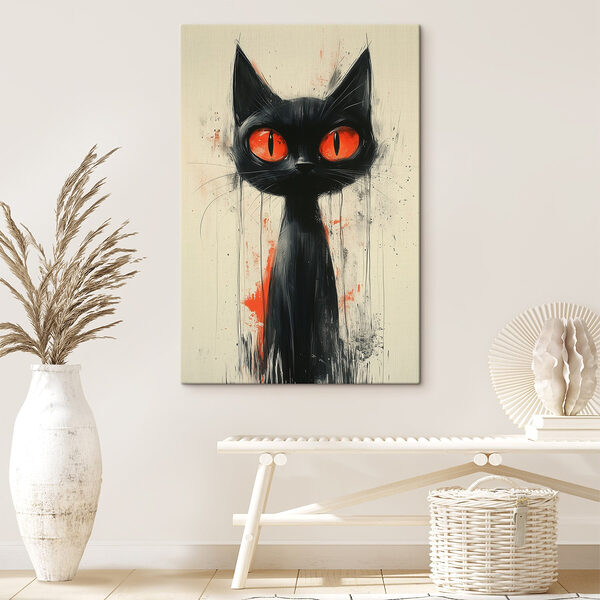 Schwarze Katze mit roten Augen Schwarze Katze mit roten Augen