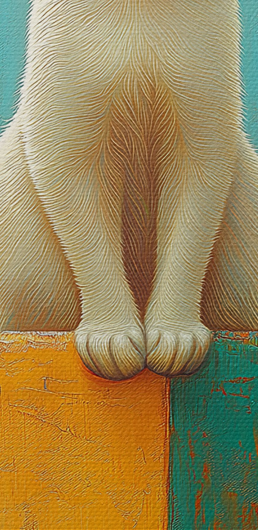 Gruppe von Katzen, die auf einer Mauer sitzen Gruppe von Katzen, die auf einer Mauer sitzen