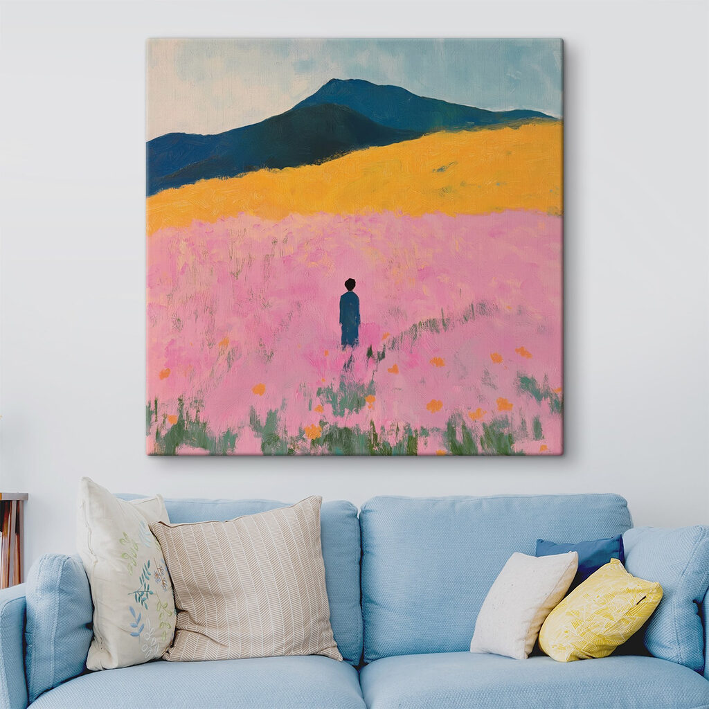 Person standing in a field of flowers