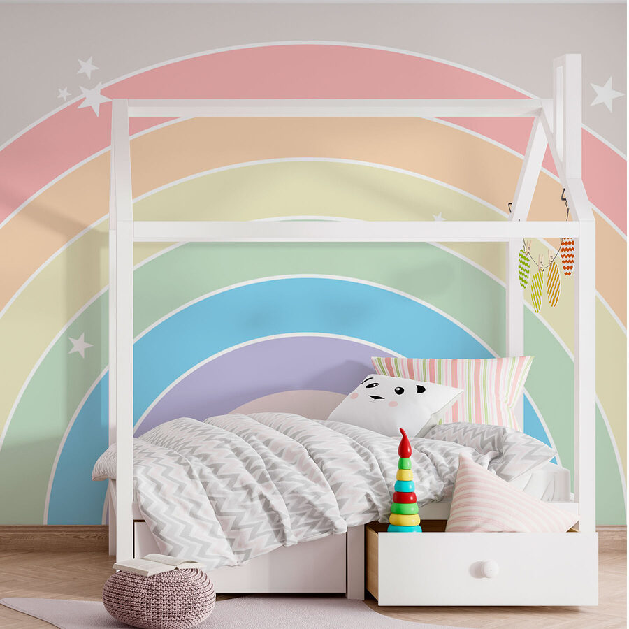 Regenbogen mit Sternen am Himmel Regenbogen mit Sternen am Himmel