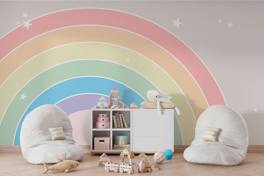 Regenbogen mit Sternen am Himmel Regenbogen mit Sternen am Himmel