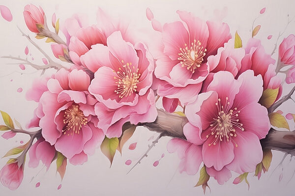 Malerei von rosa Blumen Malerei von rosa Blumen