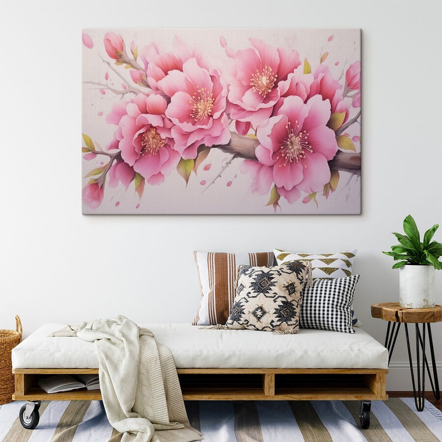 Malerei von rosa Blumen