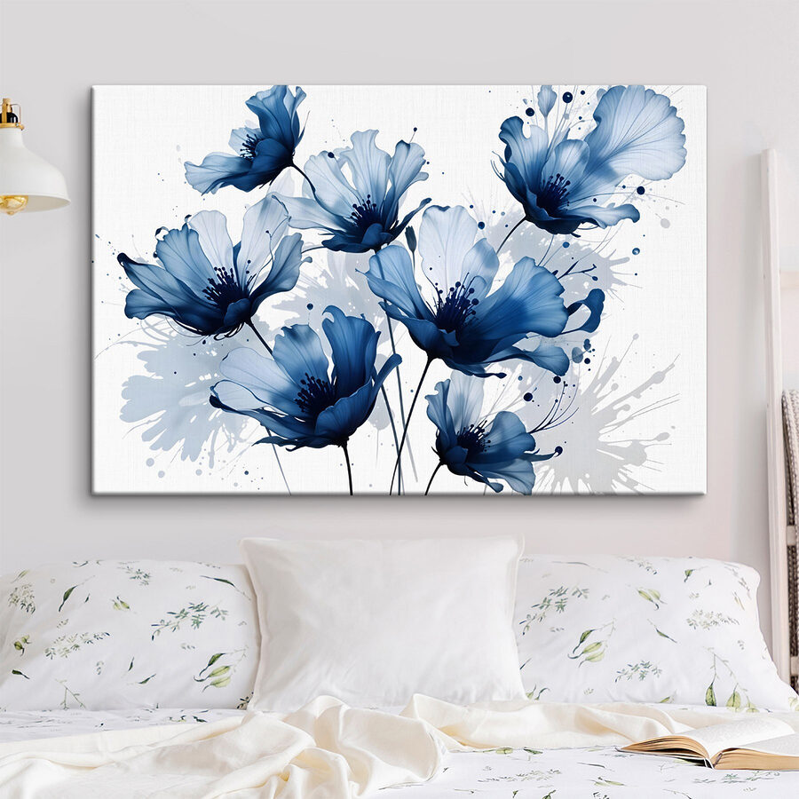 Wandbilder Gruppe von blauen Blumen