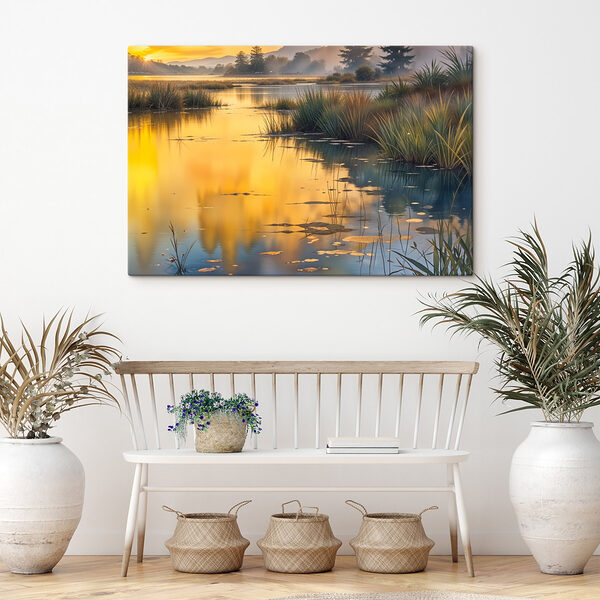 Wasser mit Pflanzen und Bäumen im Hintergrund Wasser mit Pflanzen und Bäumen im Hintergrund