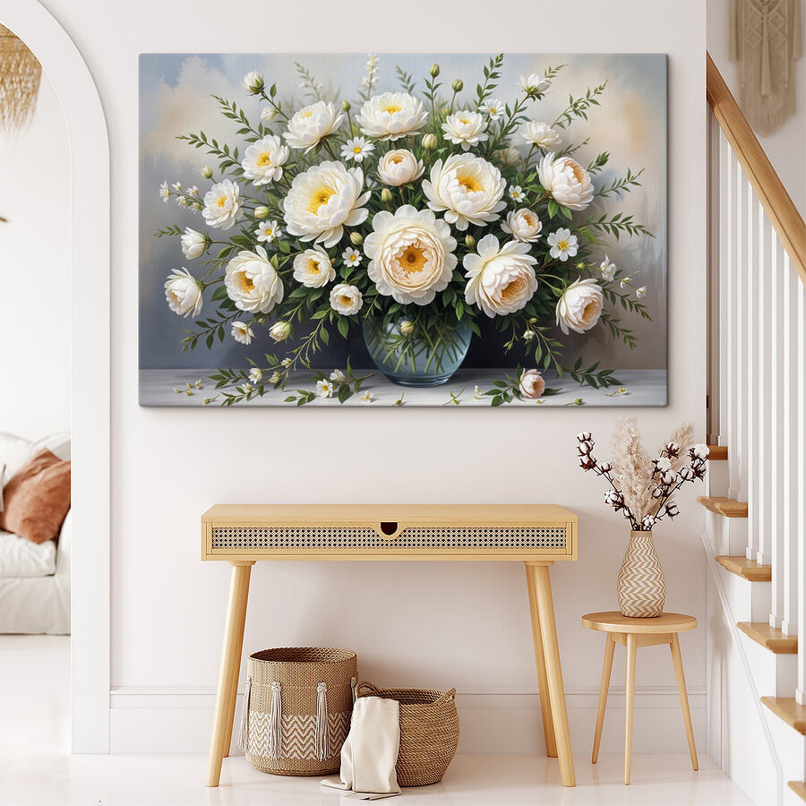 Vase mit weißen Blumen