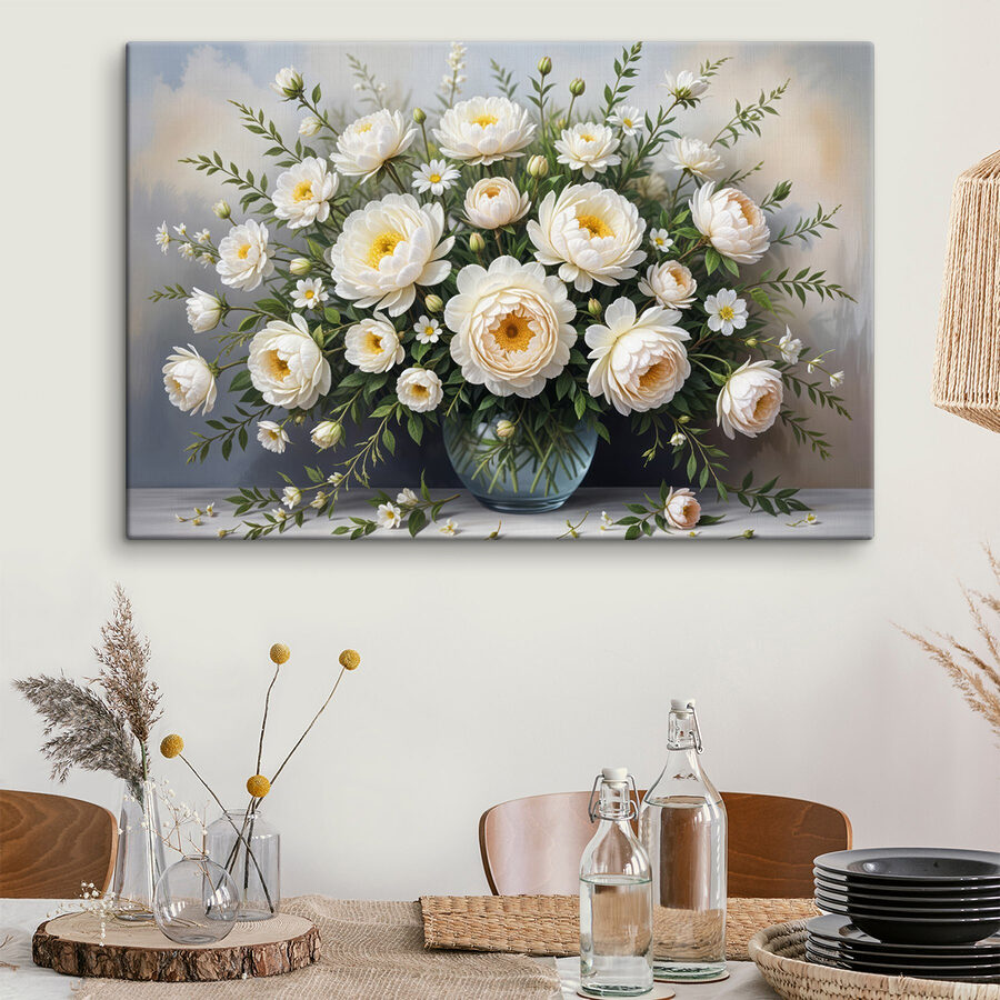 Vase mit weißen Blumen