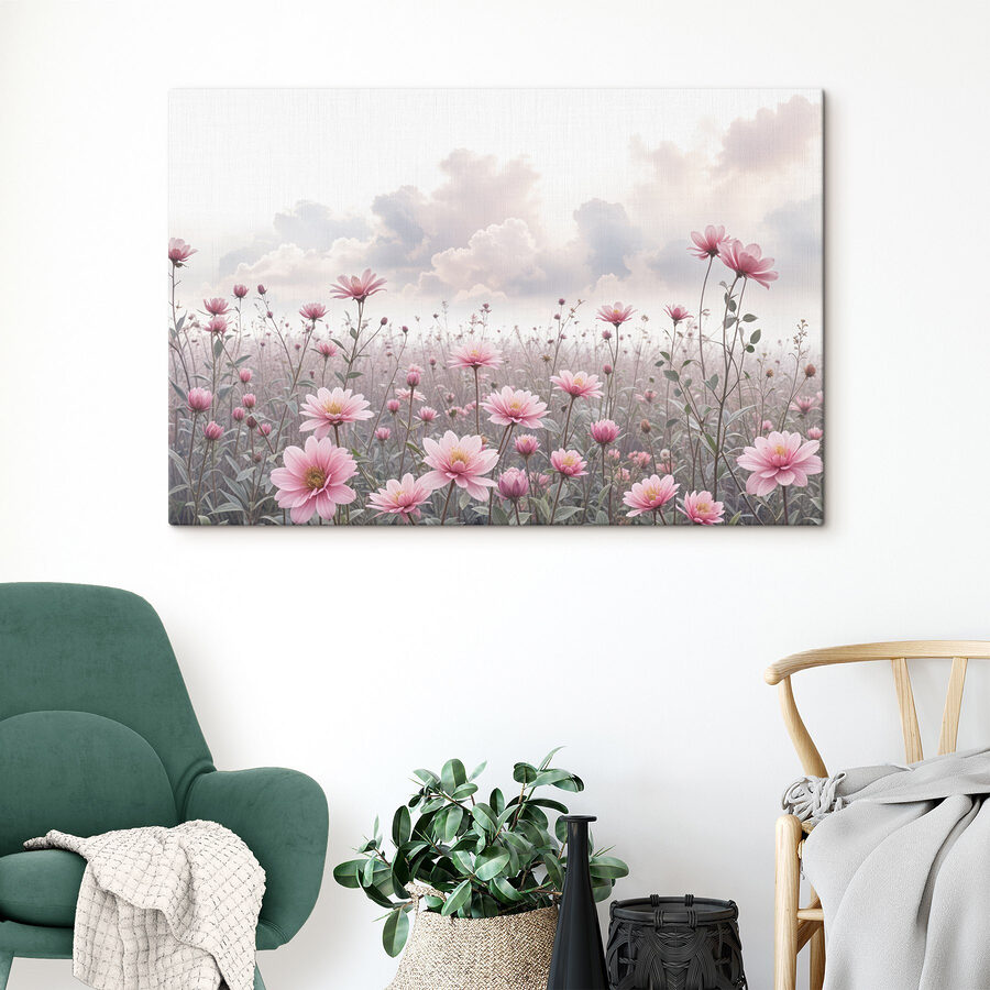 Feld mit rosa Blumen Feld mit rosa Blumen