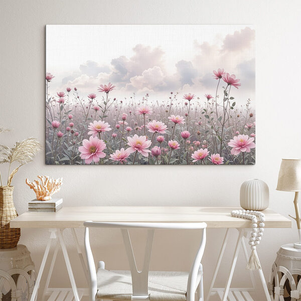 Feld mit rosa Blumen Feld mit rosa Blumen