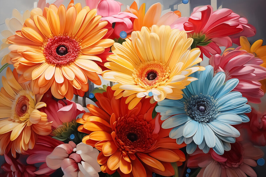 Gruppe von bunten Blumen