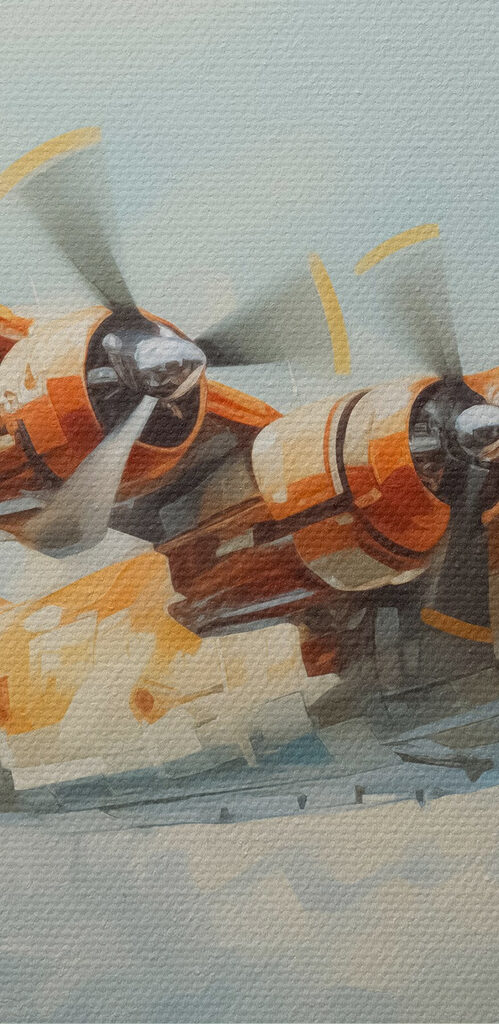 An orange and white airplane flying in the sky An orange and white airplane flying in the sky