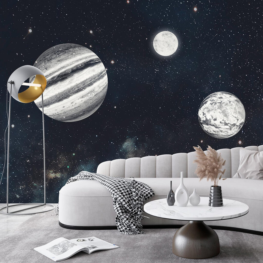 Planets in space with stars Planets in space with stars