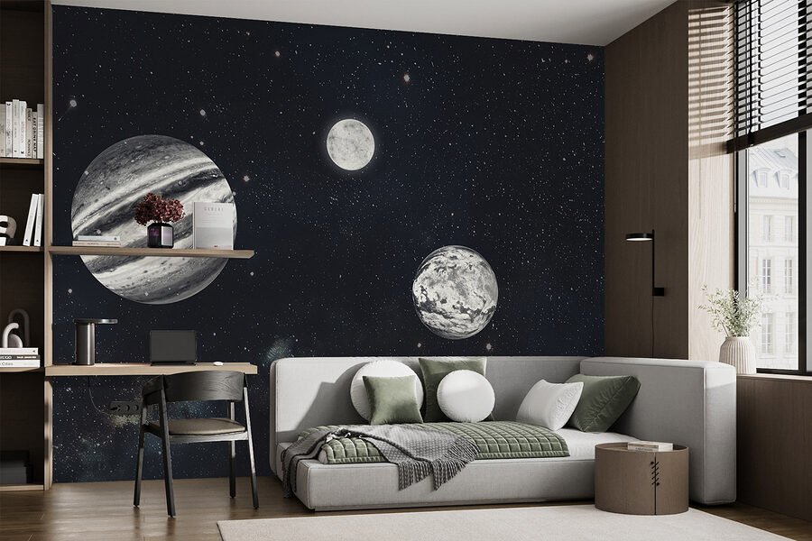 Fototapeten Planeten im Weltraum mit Sternen – Bild 3