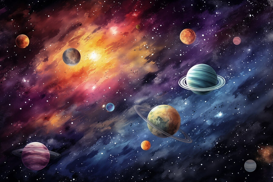 Planeten am Himmel mit Planeten