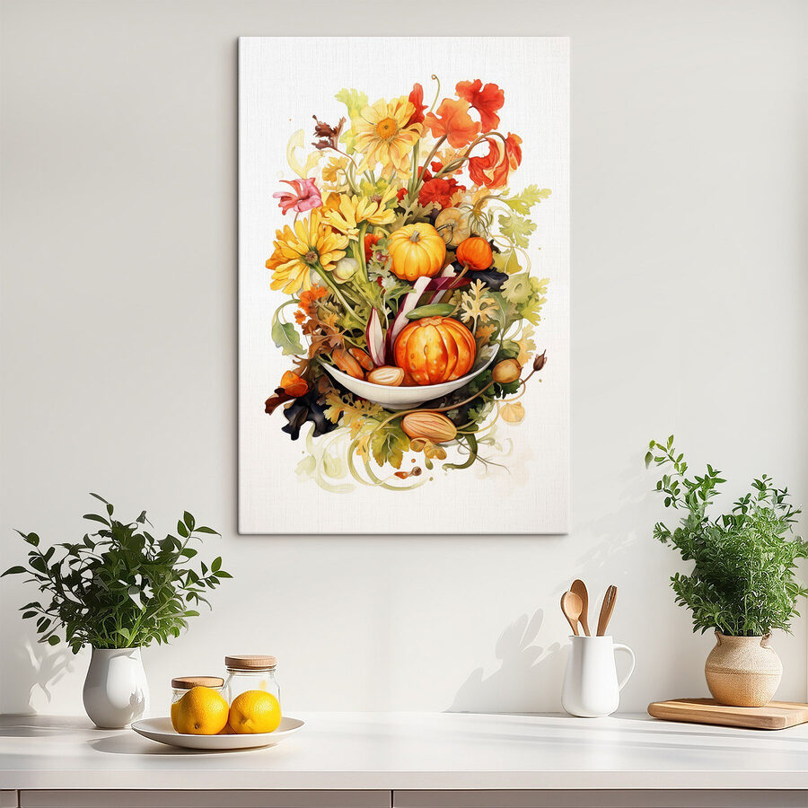 Aquarellmalerei von Gemüse und Blumen