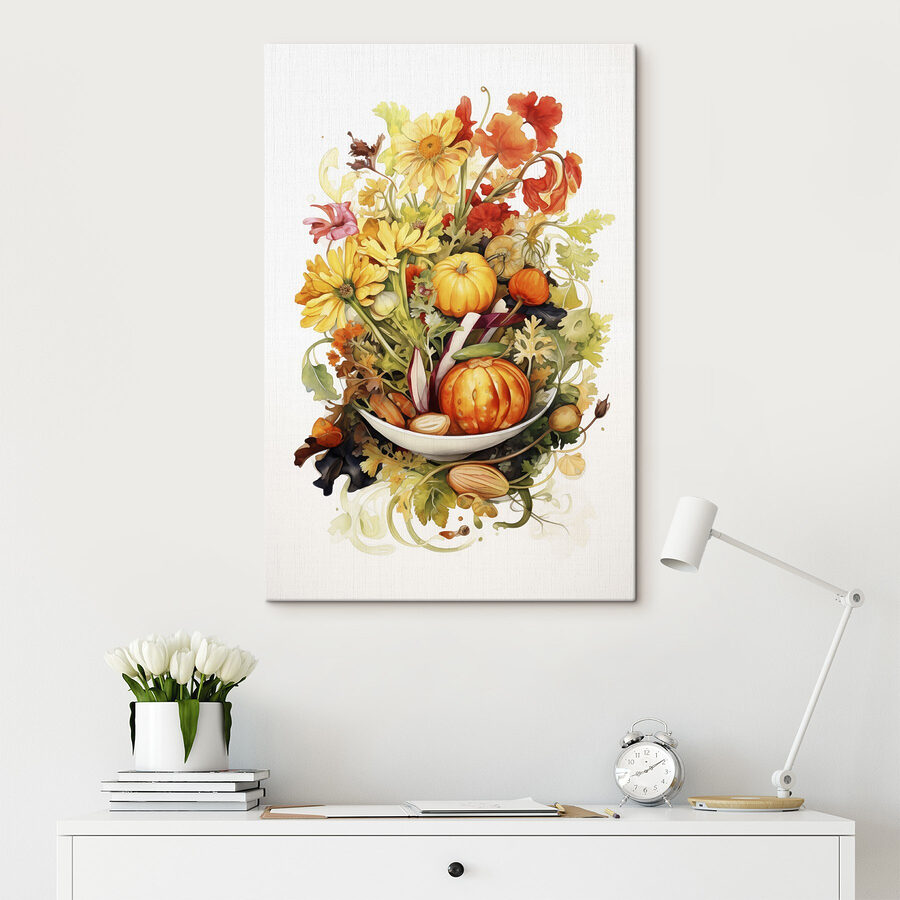Aquarellmalerei von Gemüse und Blumen