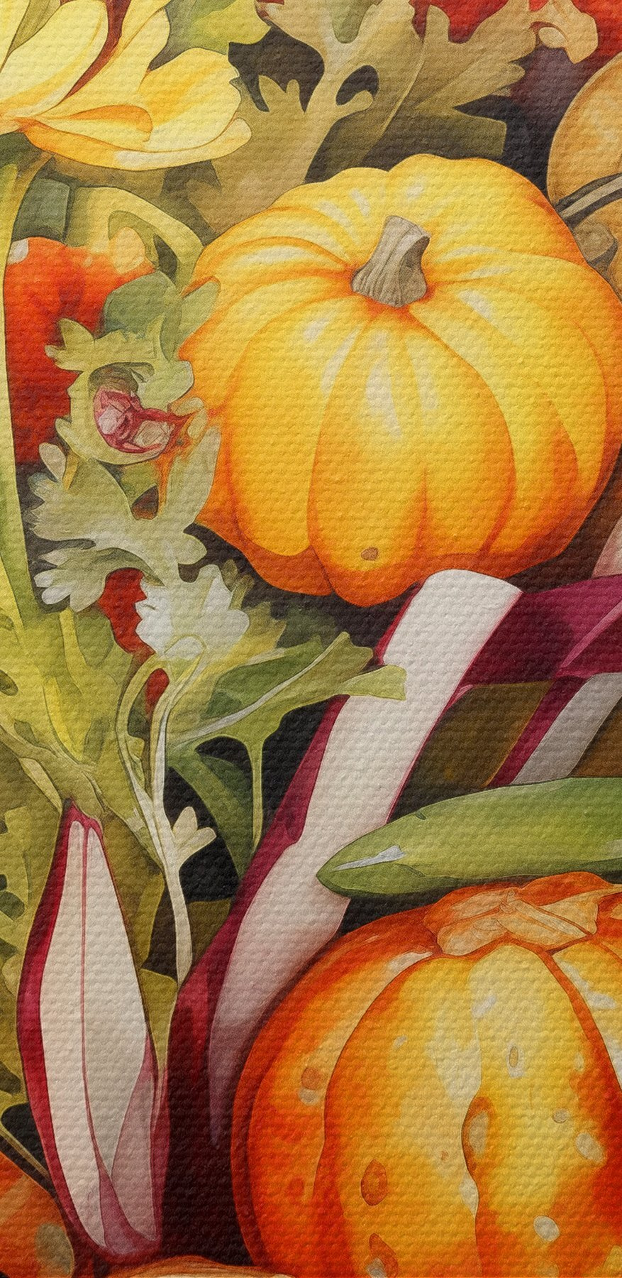 Aquarellmalerei von Gemüse und Blumen