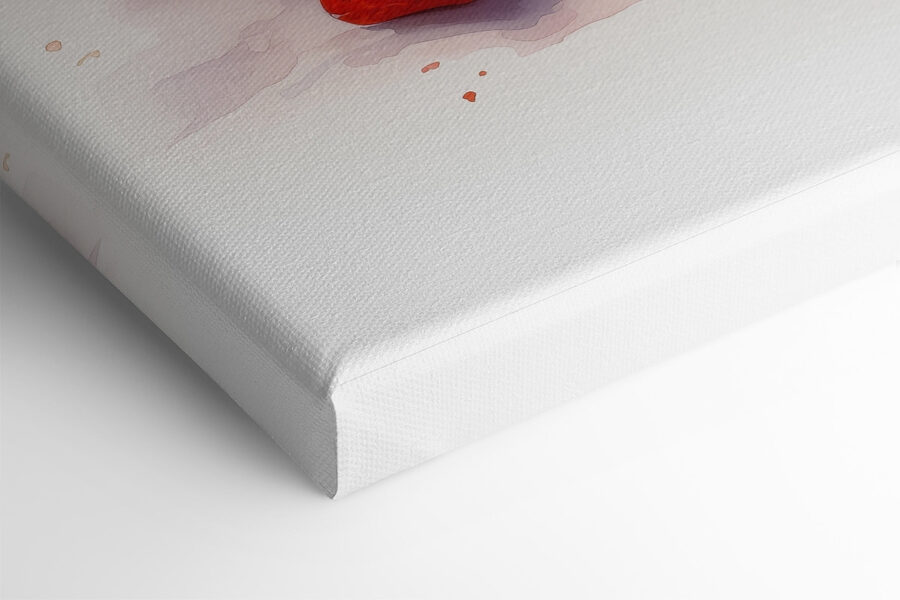 Aquarell einer Torte mit Erdbeeren und Blumen