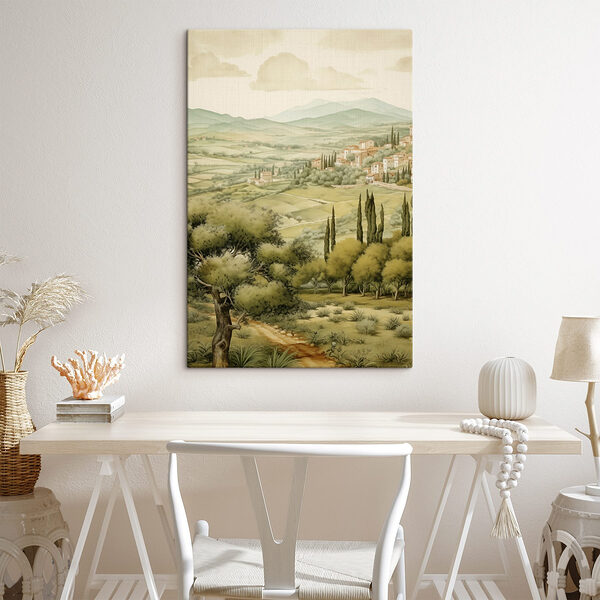 Landschaft mit Bäumen und Gebäuden Landschaft mit Bäumen und Gebäuden