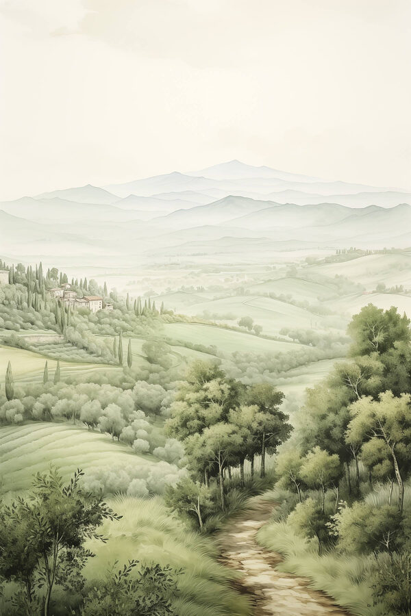Landschaft mit Bäumen und Hügeln Landschaft mit Bäumen und Hügeln