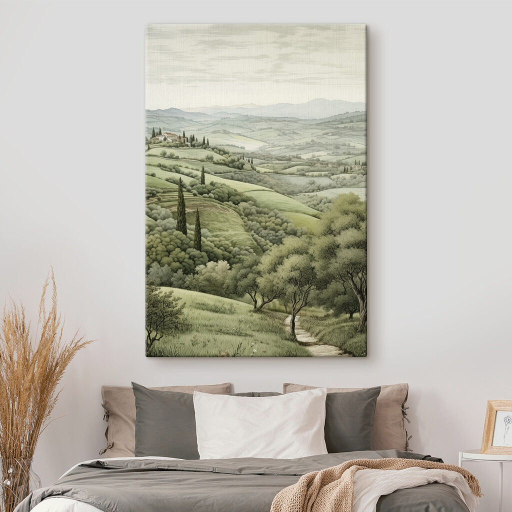 Landscape with trees and a house