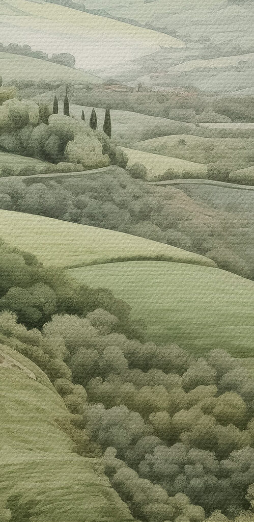 Landscape with trees and a house