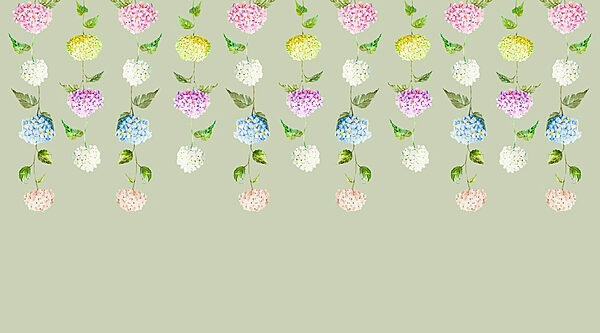 Reihe von Blumen mit grünen Blättern Reihe von Blumen mit grünen Blättern