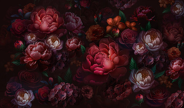 Gruppe von Blumen auf einem dunklen Hintergrund Gruppe von Blumen auf einem dunklen Hintergrund
