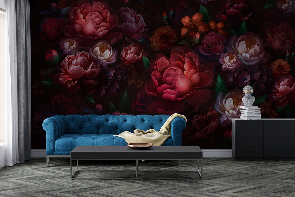 Group of flowers on a dark background