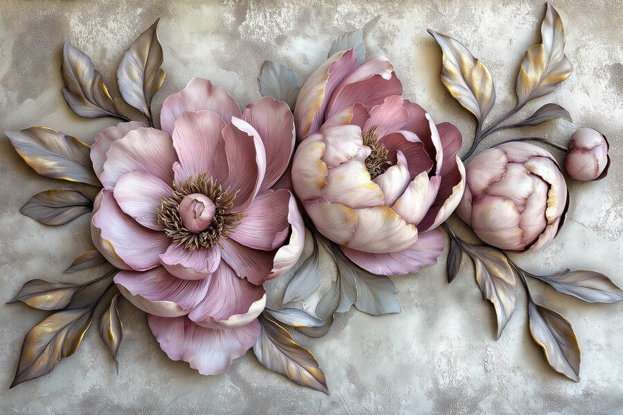 Gruppe von Blumen mit Blättern