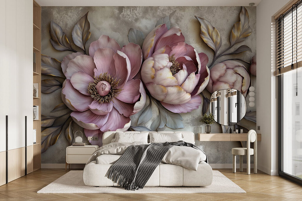 Group of flowers with leaves