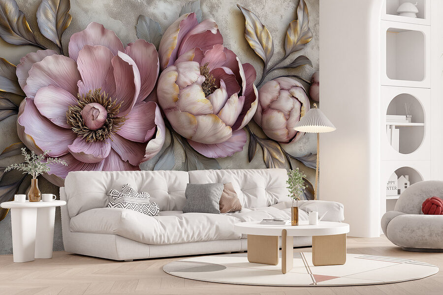 Gruppe von Blumen mit Blättern