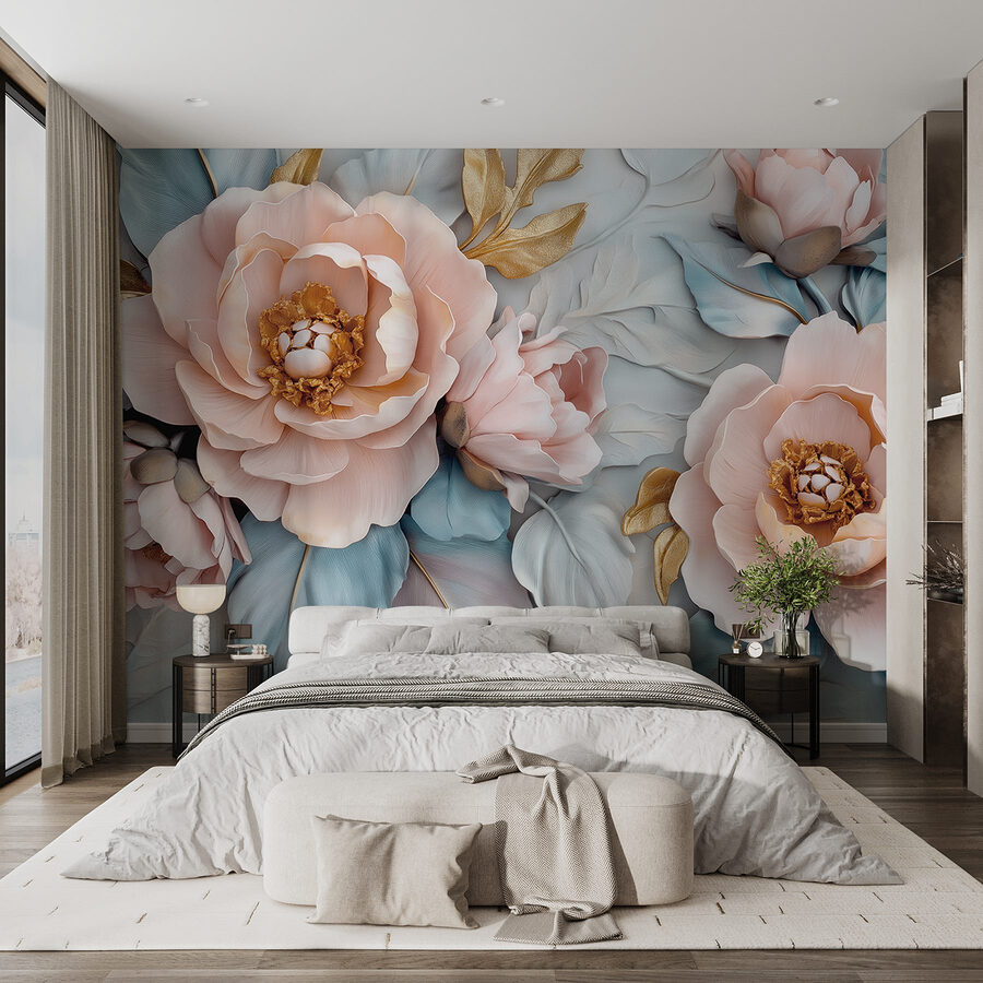 Gruppe von Blumen und Blättern