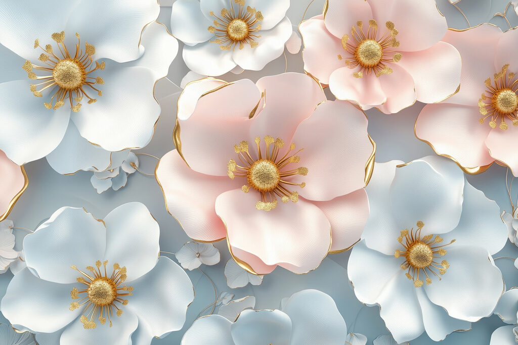 Gruppe von weißen und rosafarbenen Blumen Gruppe von weißen und rosafarbenen Blumen