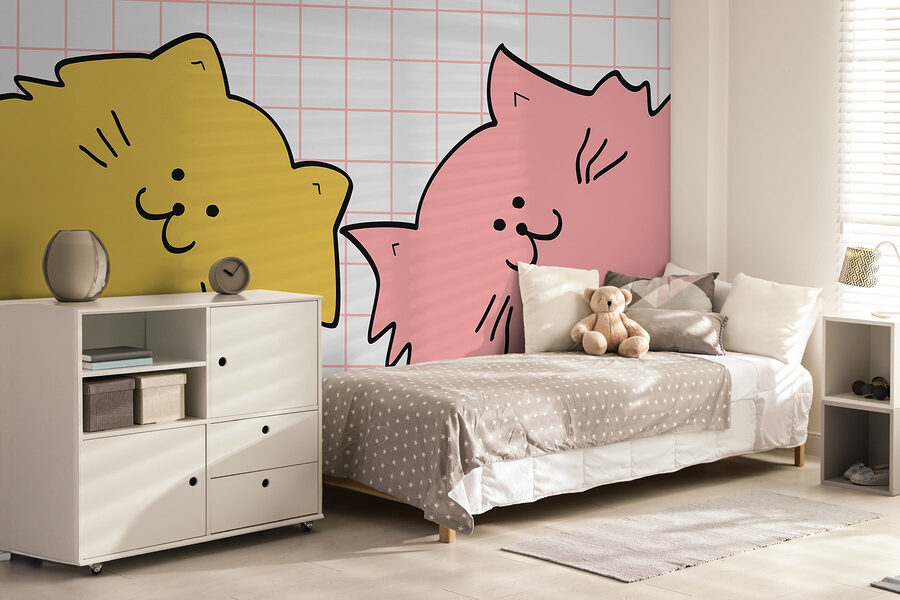 Gelbe und rosa Katze