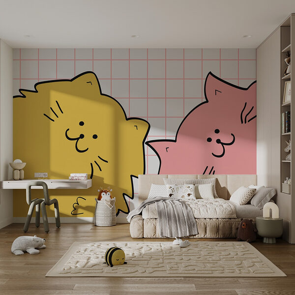 Gelbe und rosa Katze Gelbe und rosa Katze