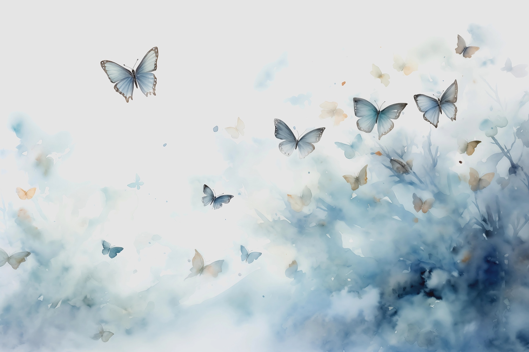 Group of butterflies flying in the sky