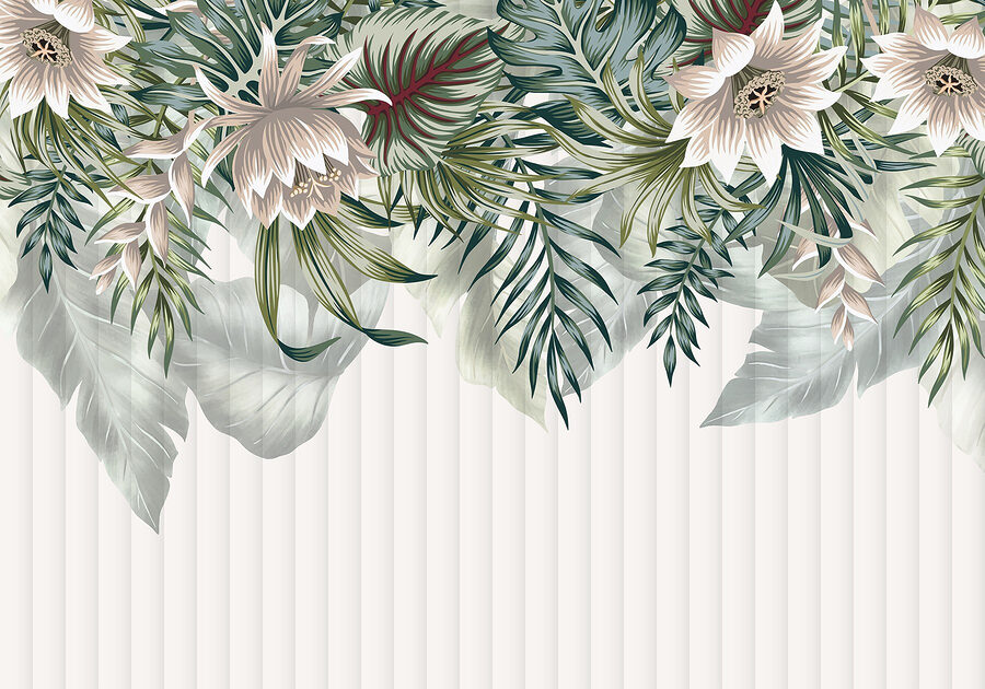 Nahaufnahme von Blumen und Blättern