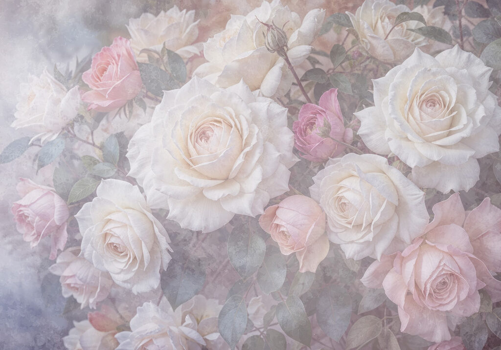 Gruppe von weißen und rosa Rosen Gruppe von weißen und rosa Rosen