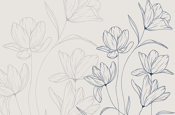 Zeichnung von Blumen auf einem weißen Hintergrund Zeichnung von Blumen auf einem weißen Hintergrund