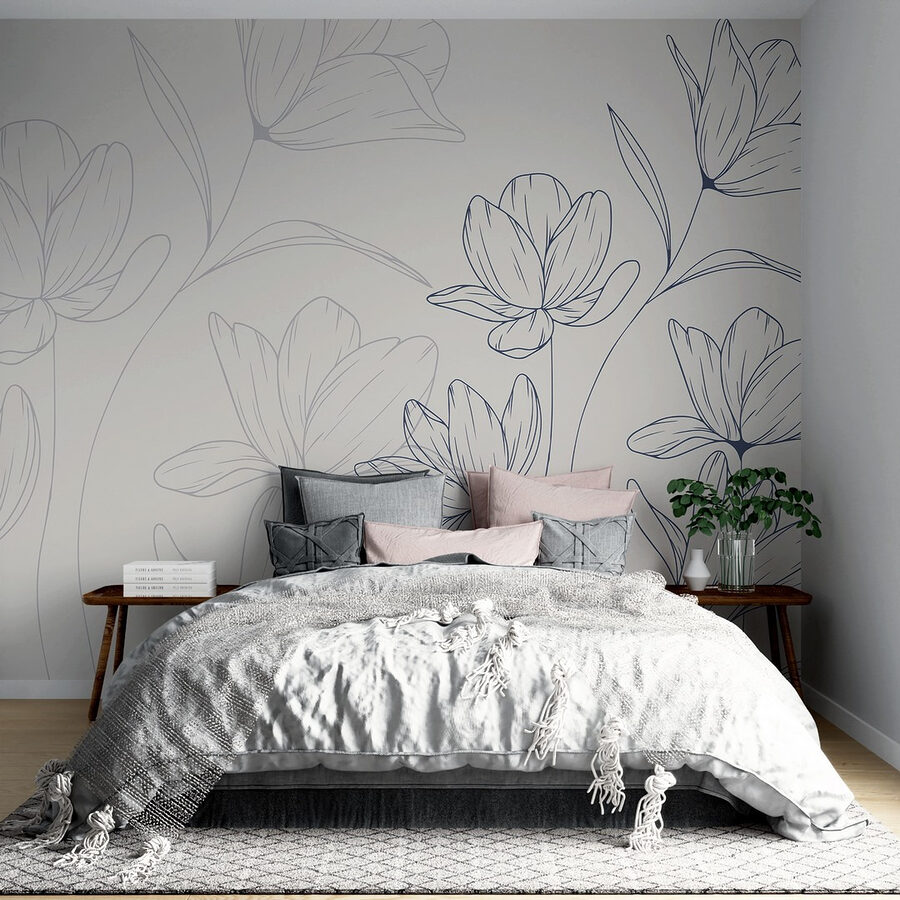 Zeichnung von Blumen auf einem weißen Hintergrund