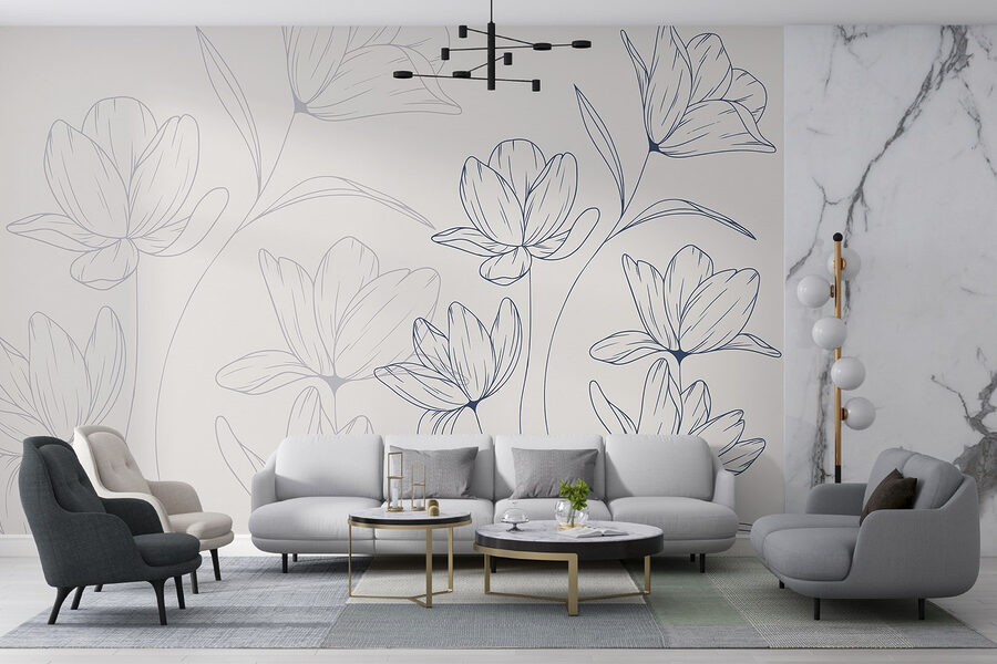 Zeichnung von Blumen auf einem weißen Hintergrund