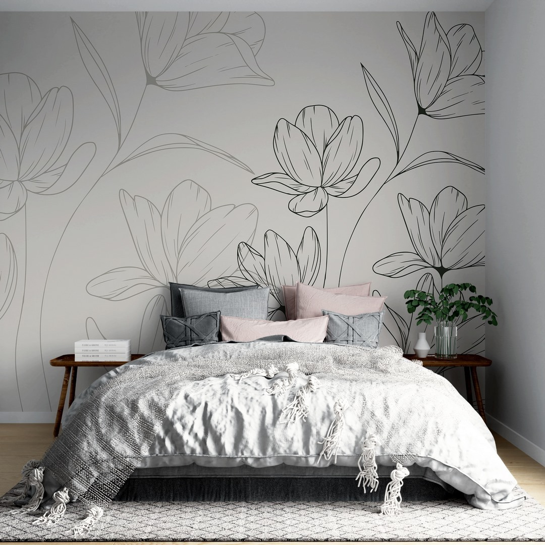 Drawing of flowers on a white background Drawing of flowers on a white background