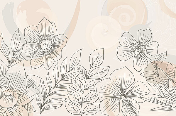 Zeichnung von Blumen und Blättern Zeichnung von Blumen und Blättern